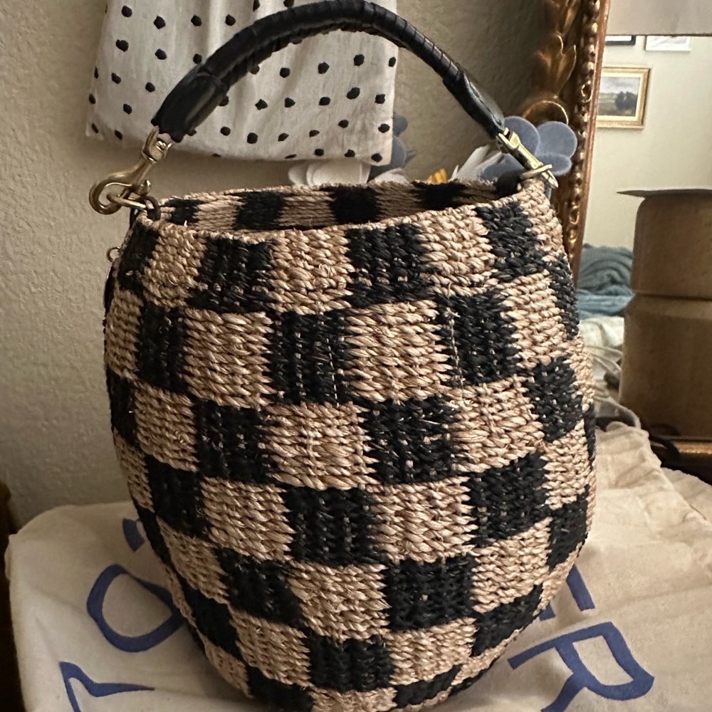 Clare V Black and Tan Woven Bag